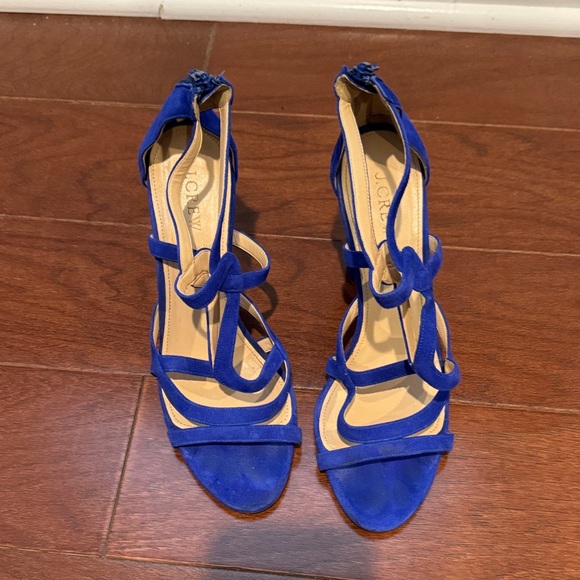 J. Crew Royal electric Blue suede like  Strappy Heels women’s size 9 - Picture 2 of 10